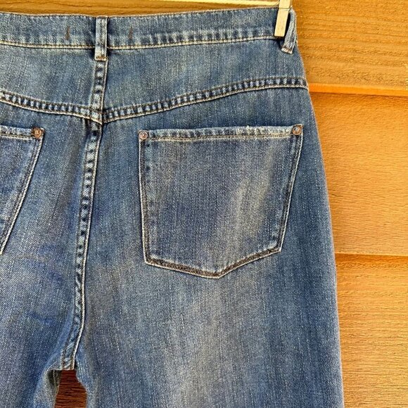 Free People Blue Denim Straight Cropped Boyfriend Style Jeans Size 30 - Picture 10 of 13